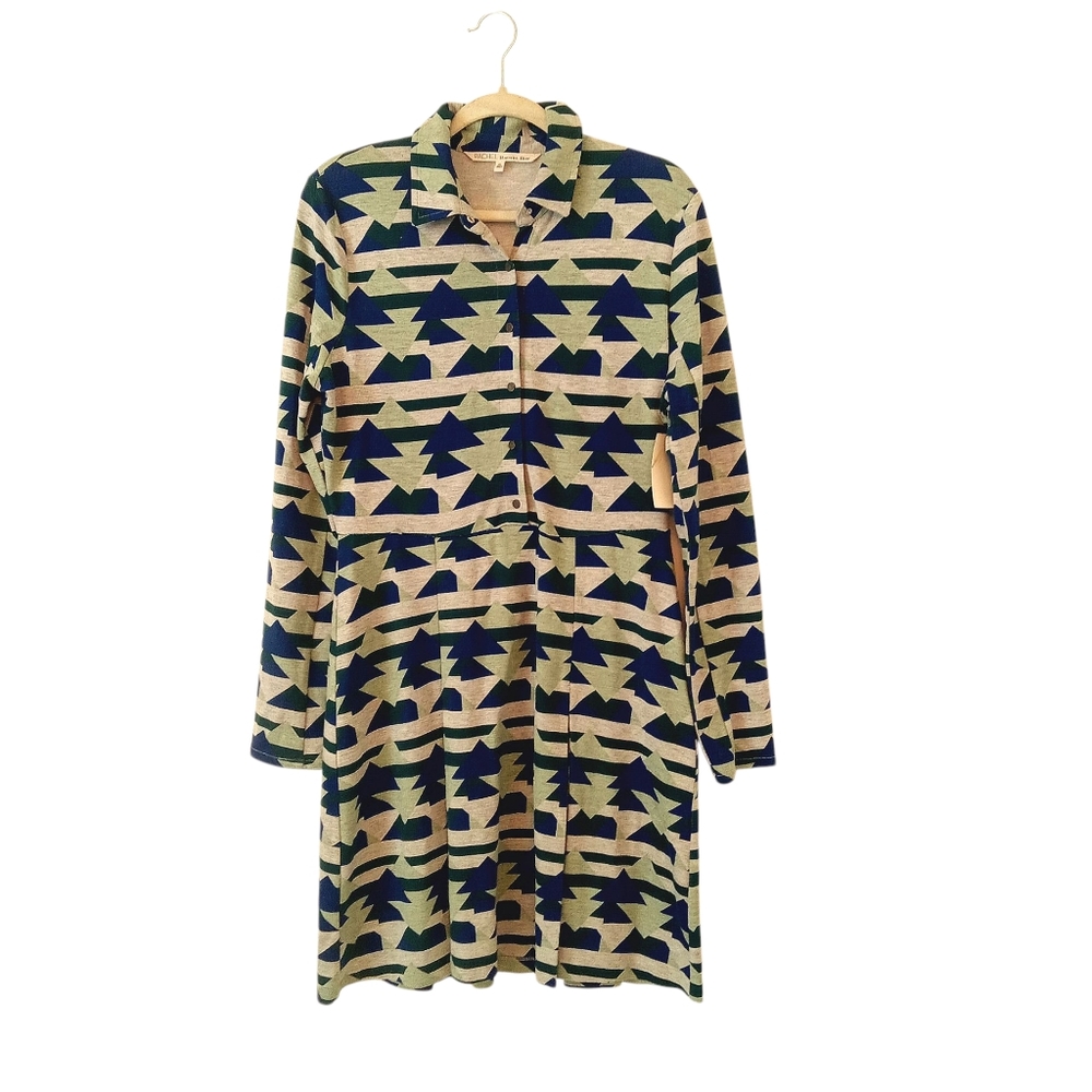 NWT - RACHEL Rachel Roy Geometric Pattern Dress - Blue and Green
